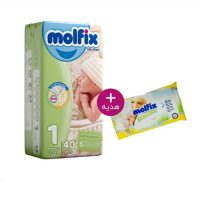 پوشك سايز 1 مولفیکس مناسب 2 تا 5 کیلو به همراه دستمال مرطوب هدیه(Molfix) پوشک سایز 1 مولفیکس مناسب 2 تا 5 کیلو به همراه دستمال مرطوب هدیه(Molfix)