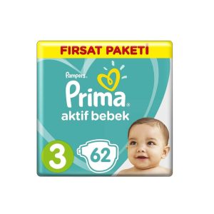 پوشک نوزاد Prima پریما اوانتاژ سایز 3 بسته 62 عددی