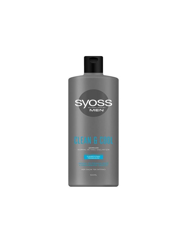 شامپو مو مردانه موهای نرمال تا چرب سایوس syoss مدل clean cool حجم 500 میل