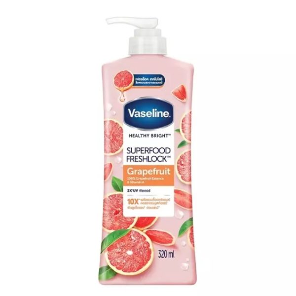لوسیون بدن وازلین Vaseline مدل Superfood Freshlock با عصاره گریپ‌فروت حجم 320 میلی لیتر