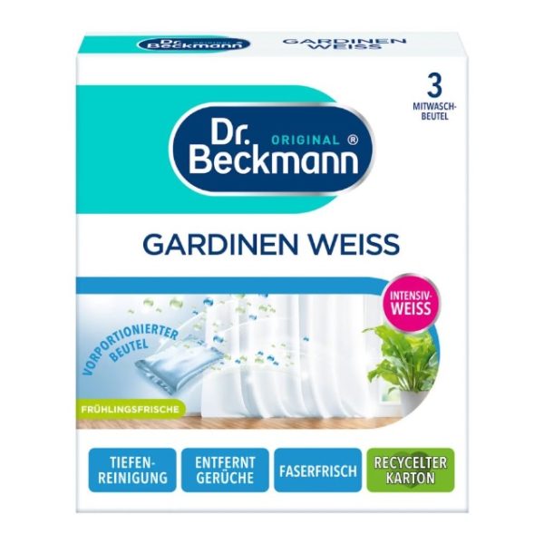پودر سفید کننده پرده دکتر بکمن Dr. Beckmann مدل Gardinen Weiss وزن 120 گرم