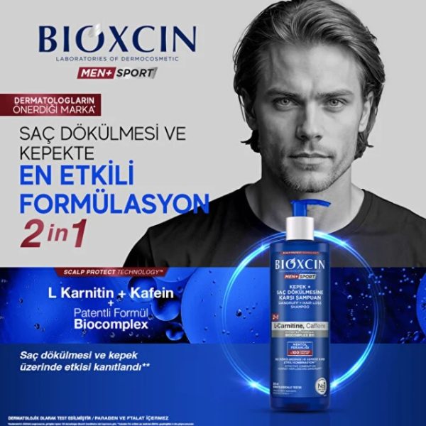 شامپو ضد ریزش مردانه بیوکسین Bioxcin مدل Men+Sport حجم 500 میلی لیتر - تصویر 2