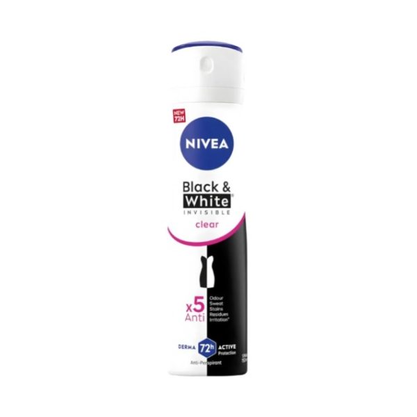 اسپری ضد تعریق نیوا Nivea مدل Black & White Invisible Clear حجم 150 میلی لیتر