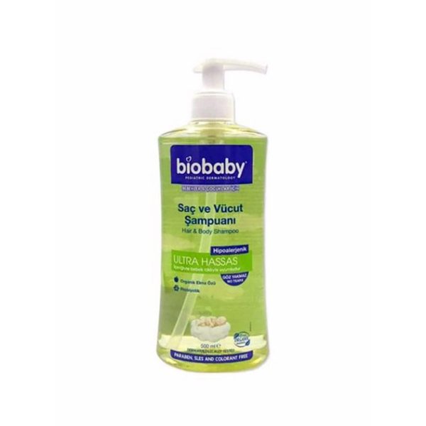 شامپو سر و بدن بدون سولفات کودک بیو بیبی Biobaby مدل Ultra Hassas حجم 500 میلی لیتر