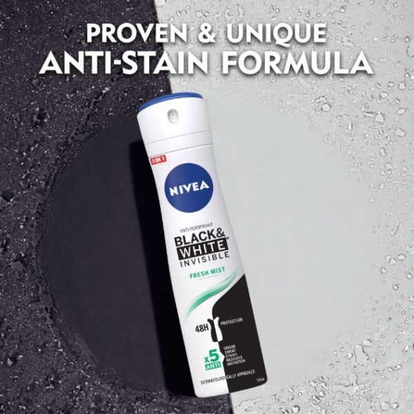 اسپری ضد تعریق نیوا Nivea مدل Invisible Black & White حجم 150 میلی لیتر - تصویر 2