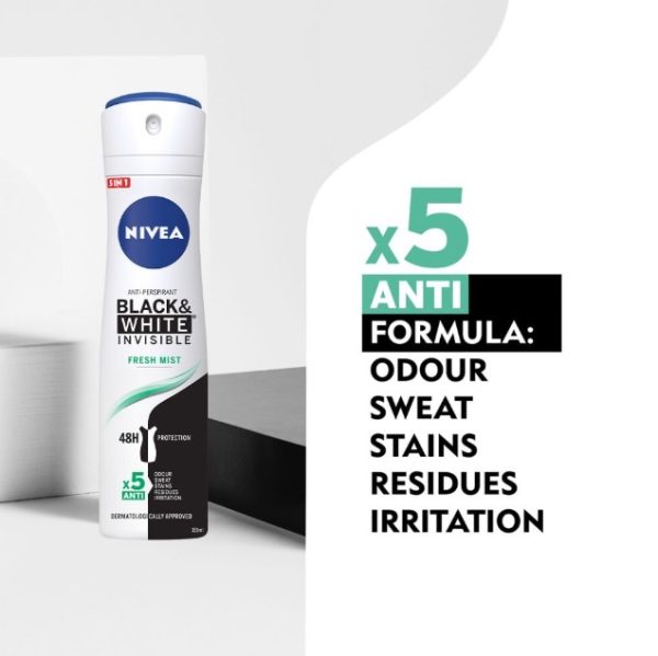 اسپری ضد تعریق نیوا Nivea مدل Invisible Black & White حجم 150 میلی لیتر - تصویر 4