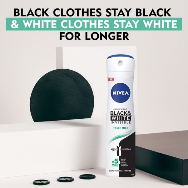 اسپری ضد تعریق نیوا Nivea مدل Invisible Black & White حجم 150 میلی لیتر - تصویر 5
