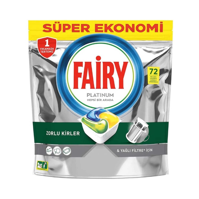 قرص ماشین ظرفشویی فیری Fairy مدل Platinum بسته 72 عددی