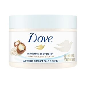 اسکراب لایه بردار بدن داو Dove مدل Macadamia & Rice Milk وزن 298 گرم