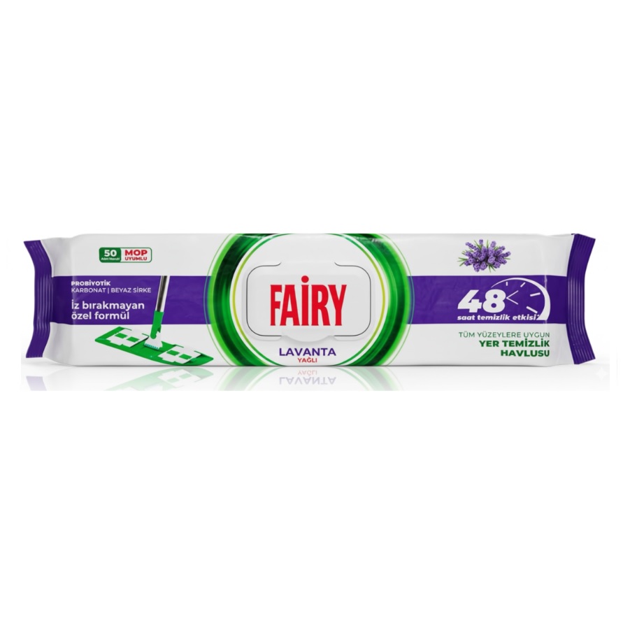 دستمال مرطوب مخصوص تی فیری Fairy مدل Lavanta بسته 50 عددی